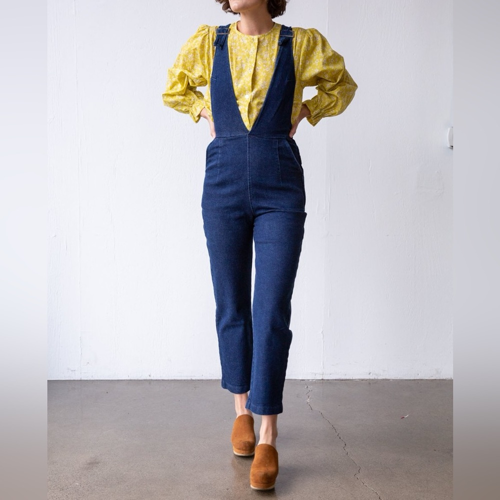 Loup Rhoda Overalls in dark Indigo Sz Small Deep V Buckles